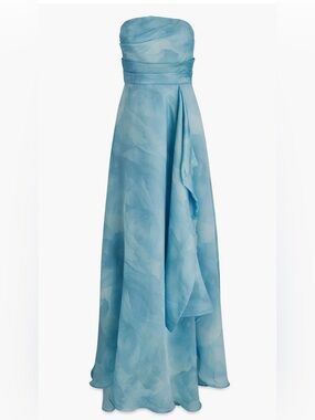 Donna Karan Strapless Light Blue Gown